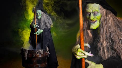 Animatroni witch with cauldron